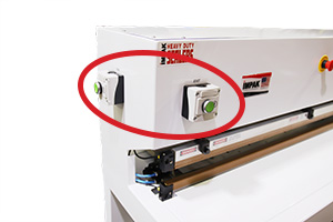 Two Handed Safety Tie Down on 96in heavy duty impulse heat sealer